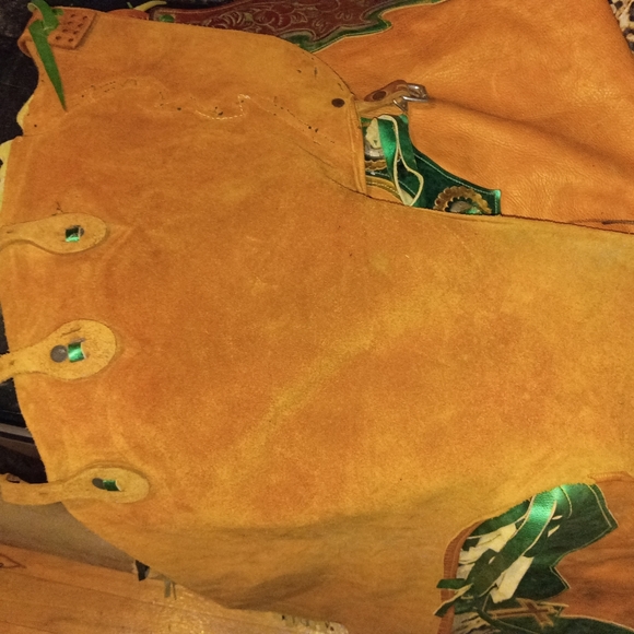 Custom Bull Riding Thick Leather Chaps - Picture 6 of 8